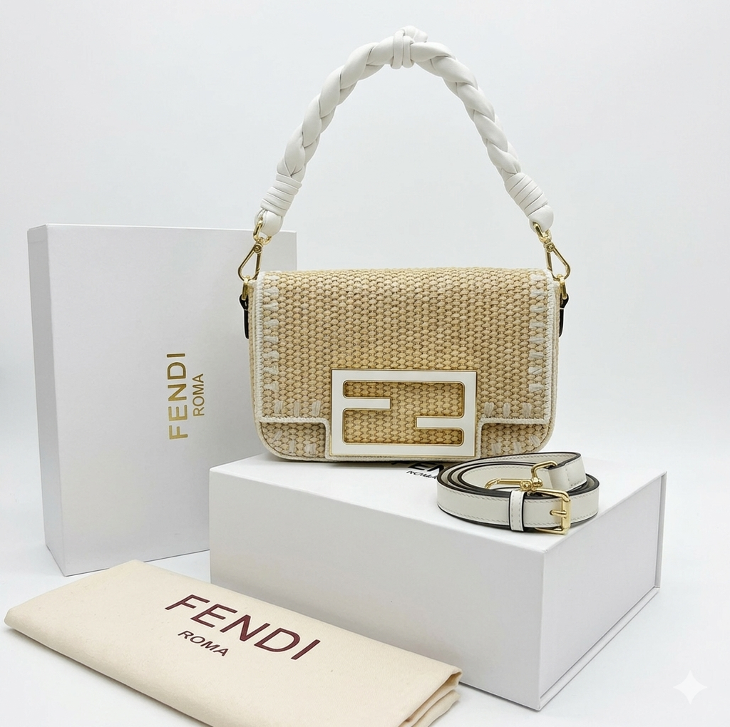 Fendi Baguette Raffia Shoulder Bag