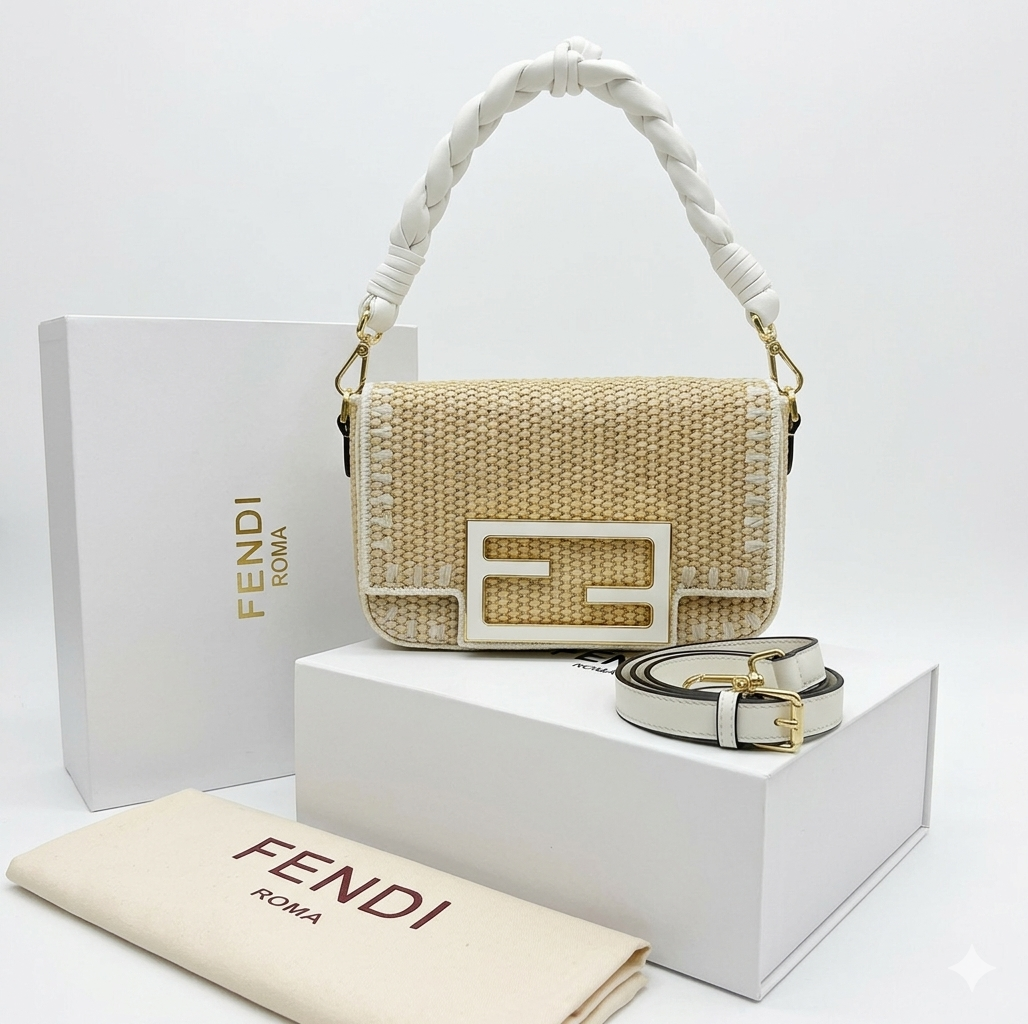 Fendi Baguette Raffia Shoulder Bag
