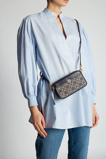 TORY BURCH T MONOGRAM JACQUARD DOUBLE-ZIP MINI BAG