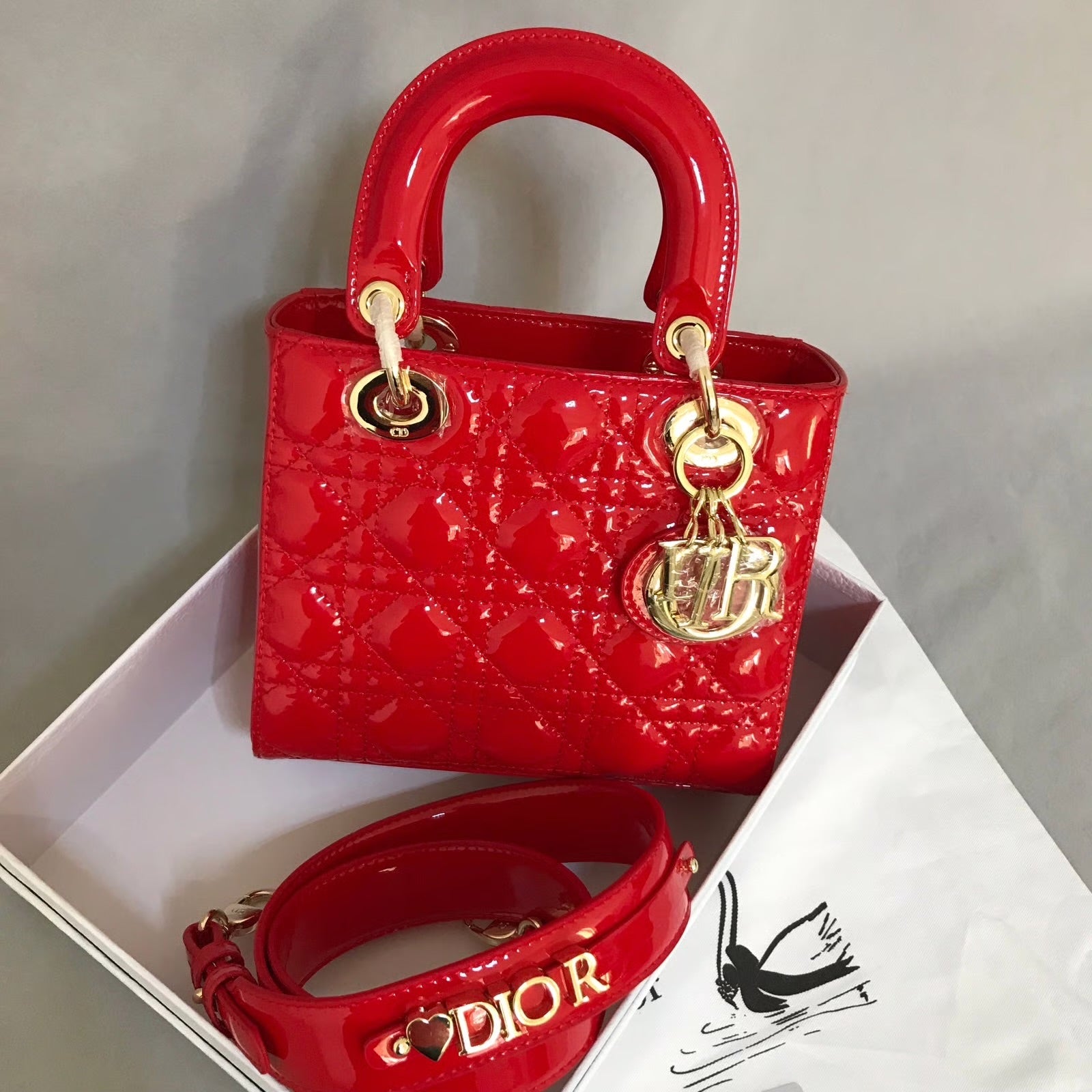 Lady Dior Patent Leather Bag