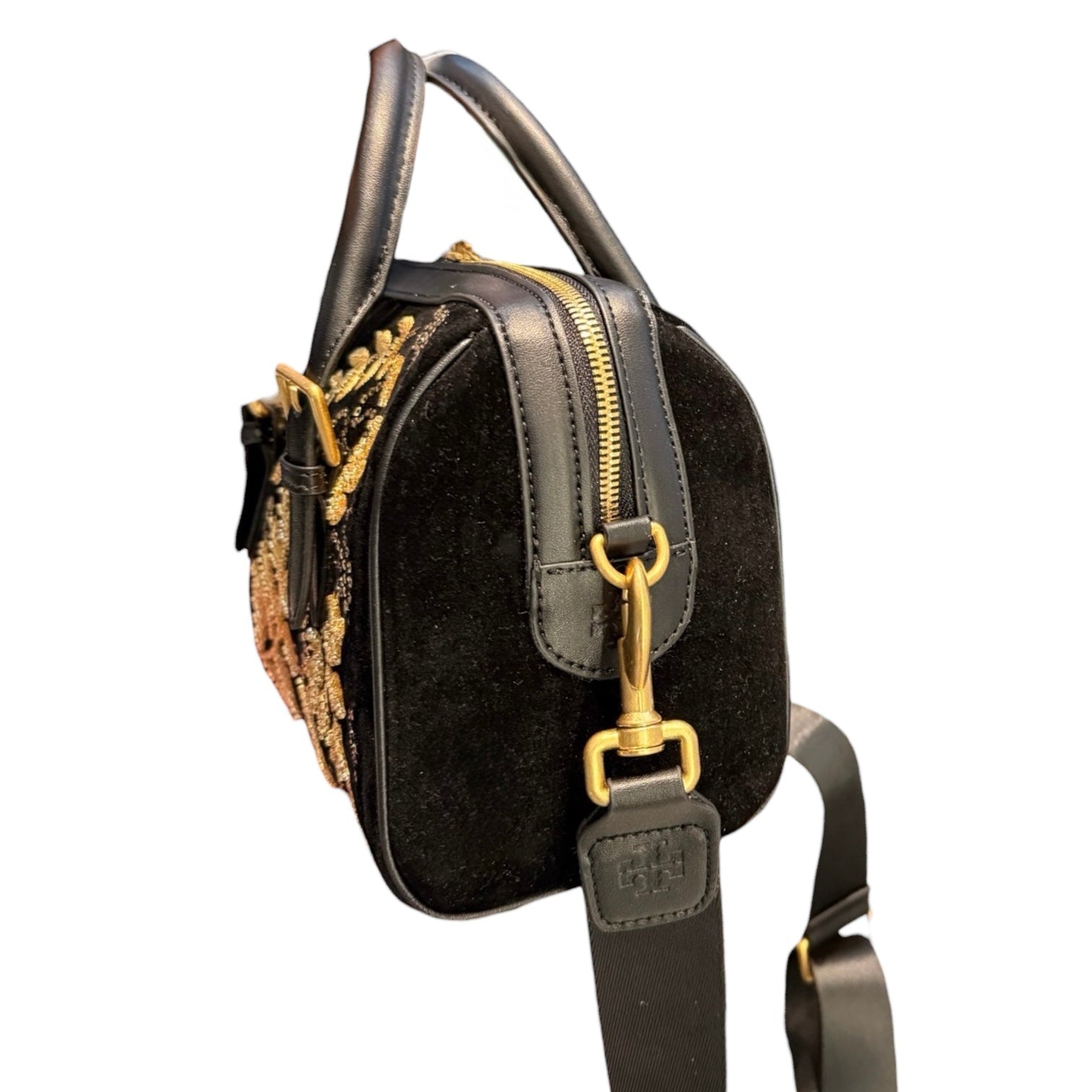 Tory Burch Embroidered Velvet Satchel Bag