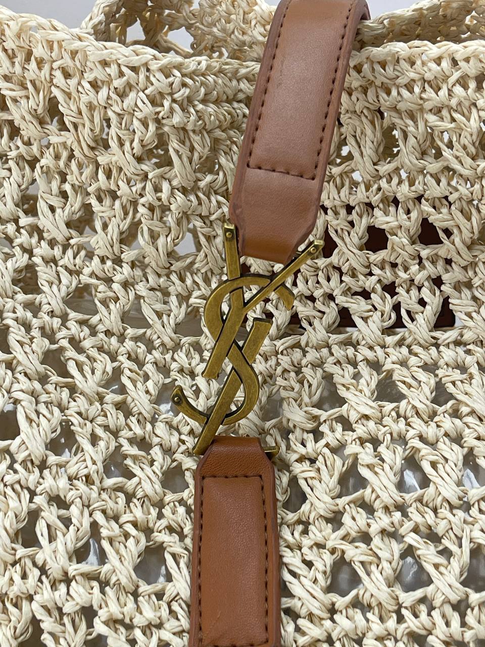 Saint Laurent LE 5 À 7 Hobo Bag in Crochet Raffia