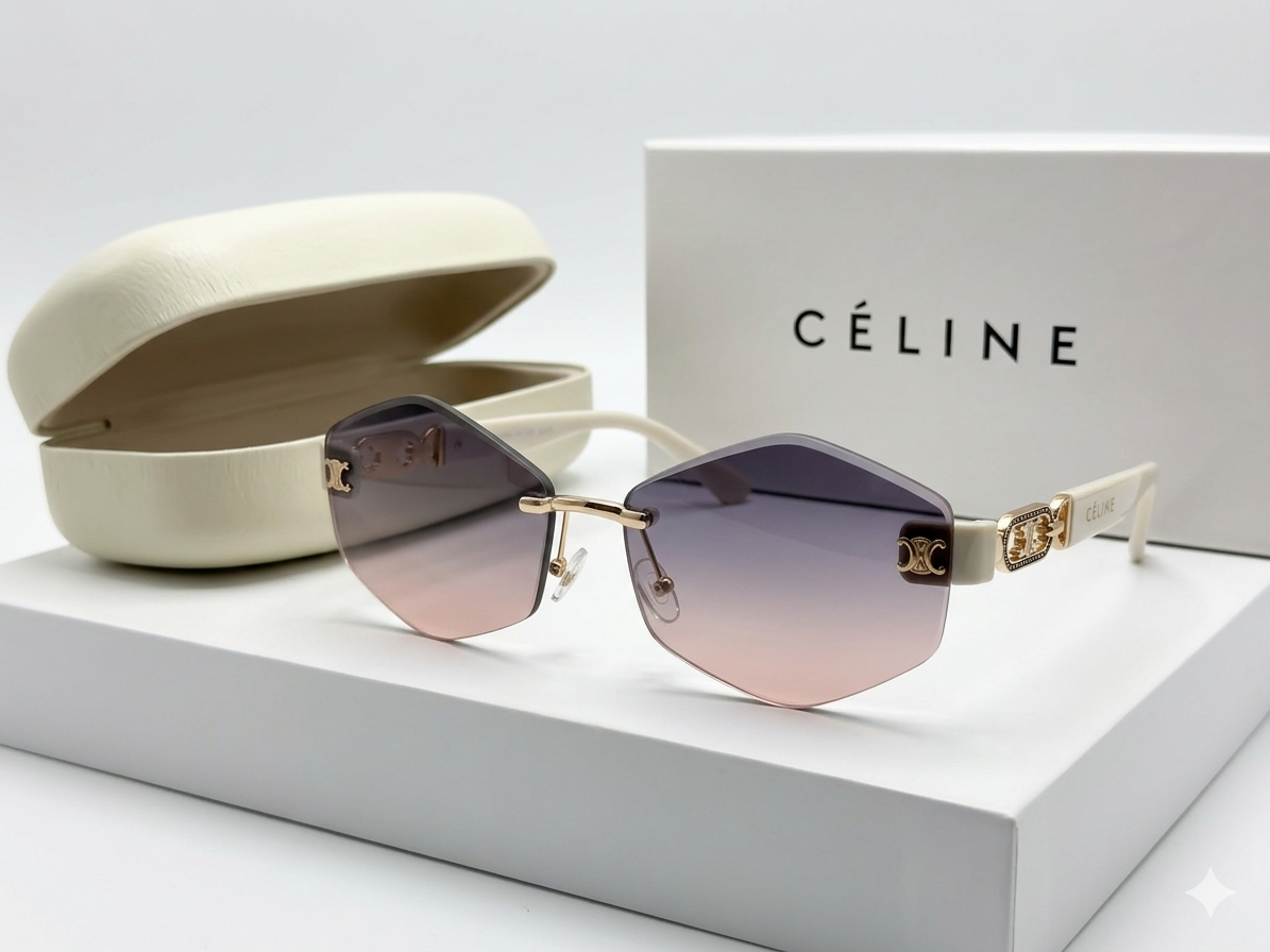 Celine Triomphe Rimless Geometric Sunglasses