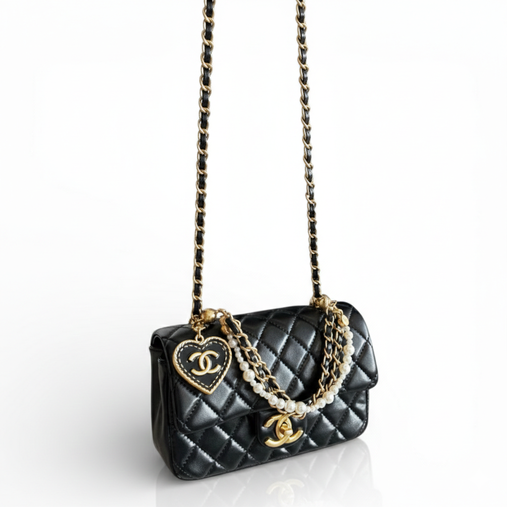 Mini Quilted Chain Shoulder Bag with Charm Details
