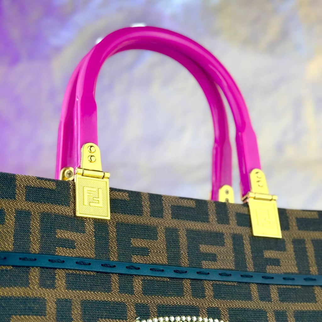 FENDACE (Fendi x Versace) Tote Bag – FF Canvas with Medusa Crystal Design