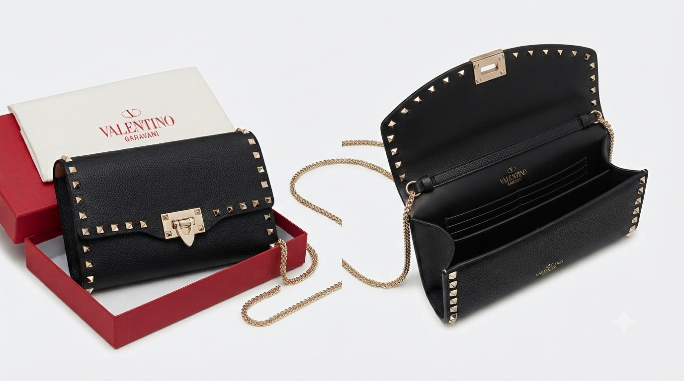 Valentino Garavani Rockstud Metallic Chain Clutch