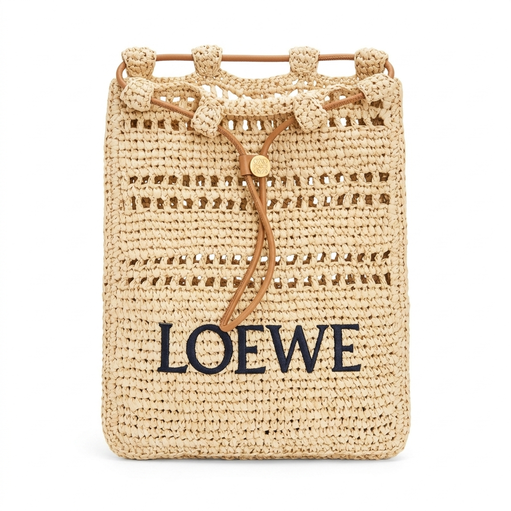 Loewe Raffia Drawstring Bag