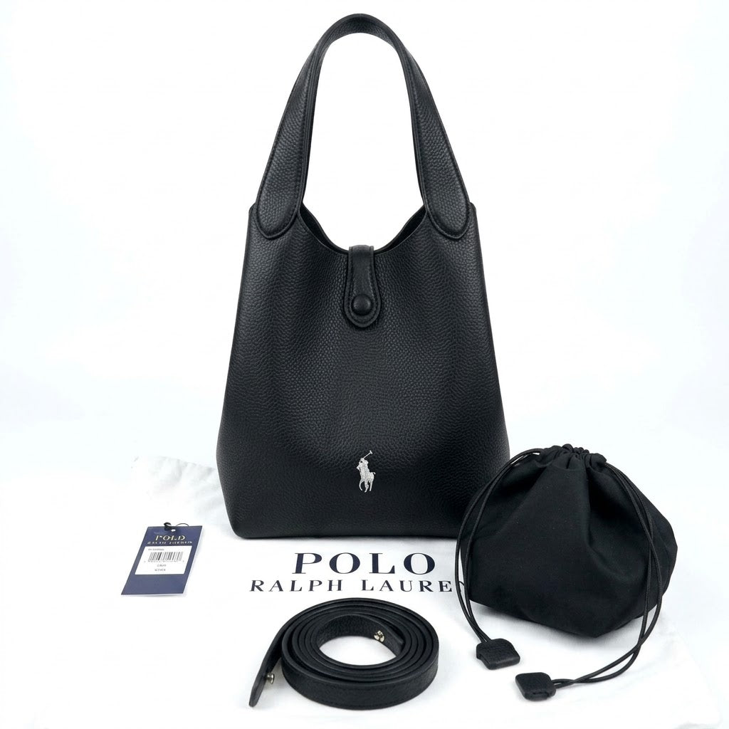 Polo Ralph Lauren Polo ID Pebble Leather Bucket Bag