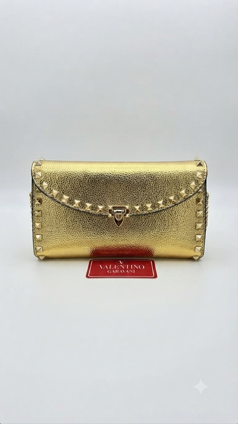 Valentino Garavani Rockstud Metallic Chain Clutch