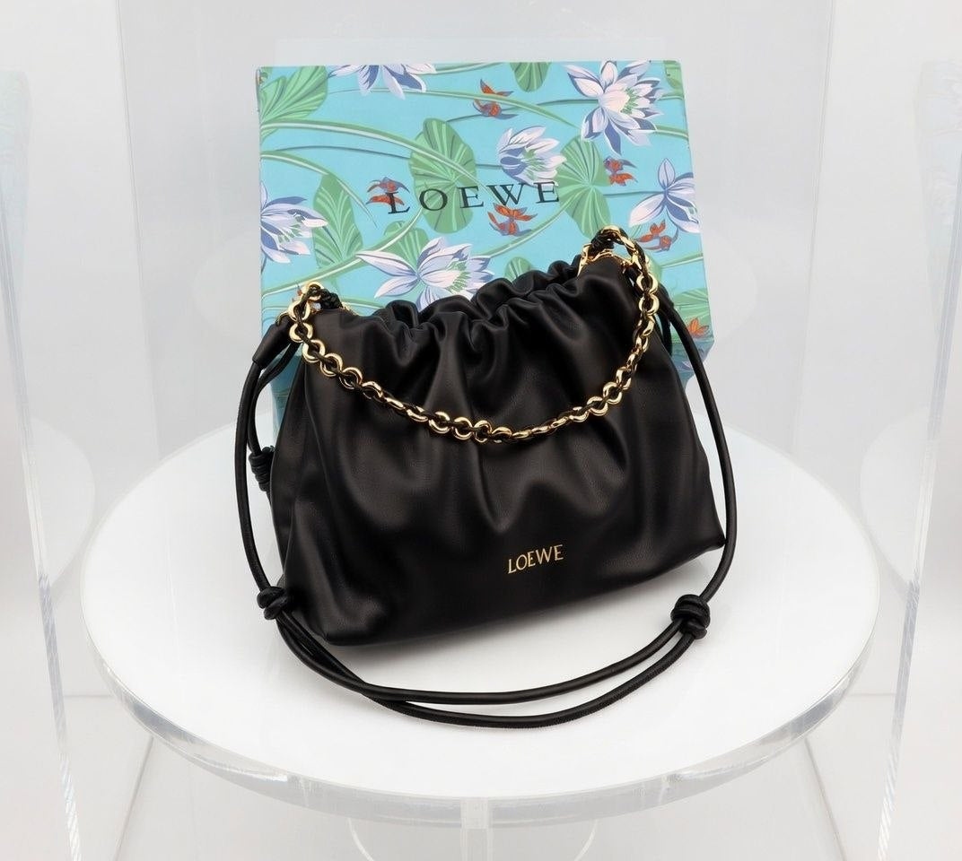 Loewe Flamenco Leather Chain Clutch Bag