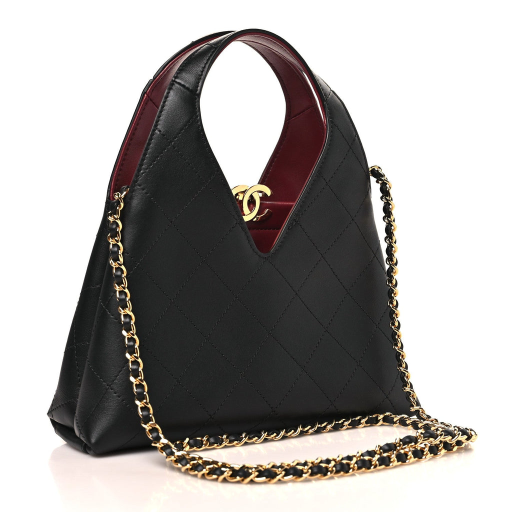 Chanel Small Quilted Hobo Bag with Cutout Handle