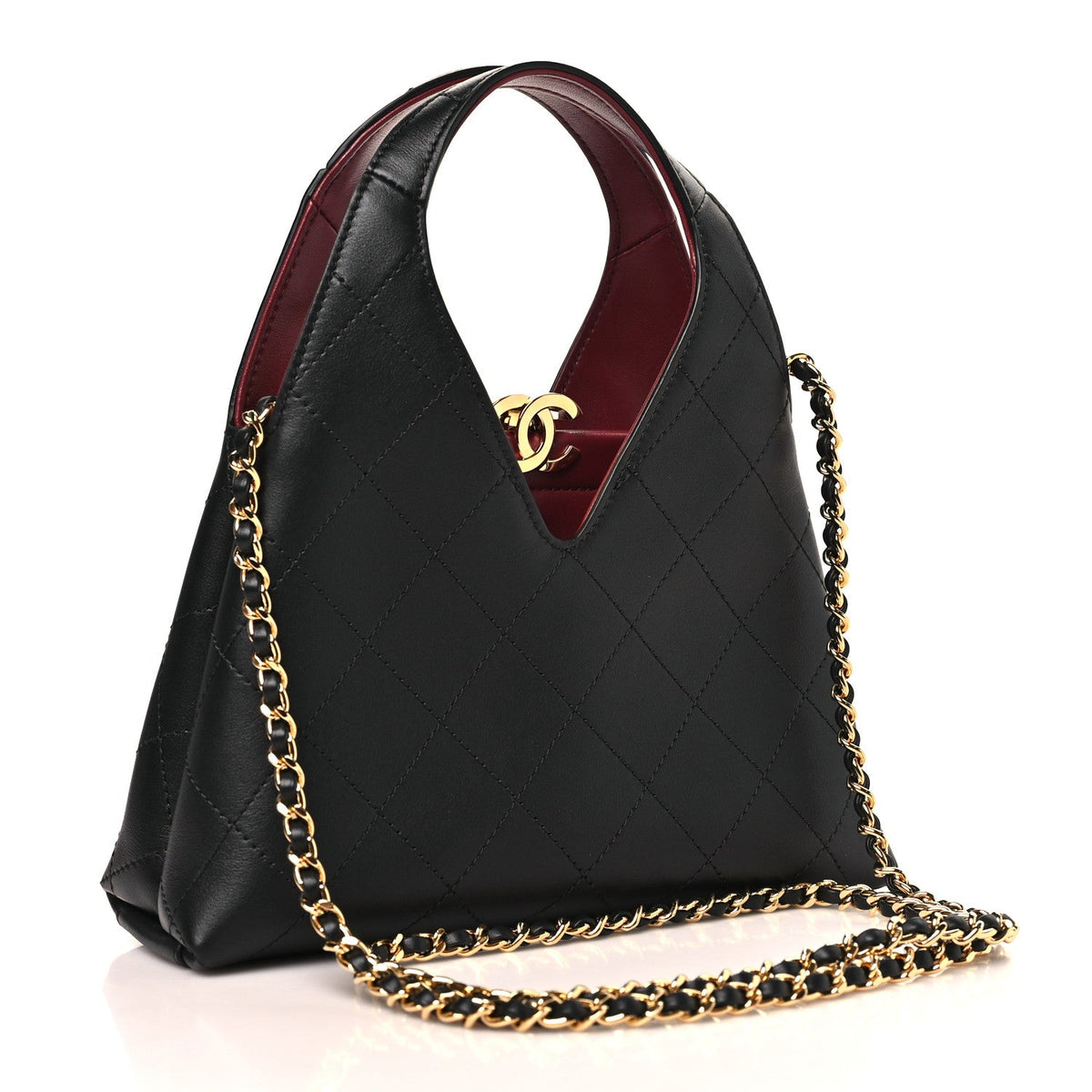 Chanel Small Quilted Hobo Bag with Cutout Handle