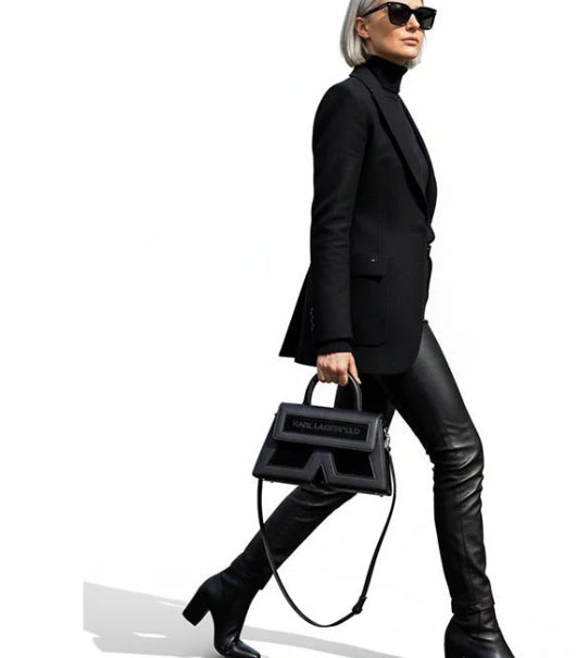 KARL LAGERFELD Women Black Icon K Leather Crossbody Bag