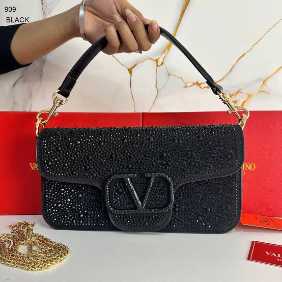 VALENTINO Garavani VLOGO Crystal-Embellished Shoulder Bag