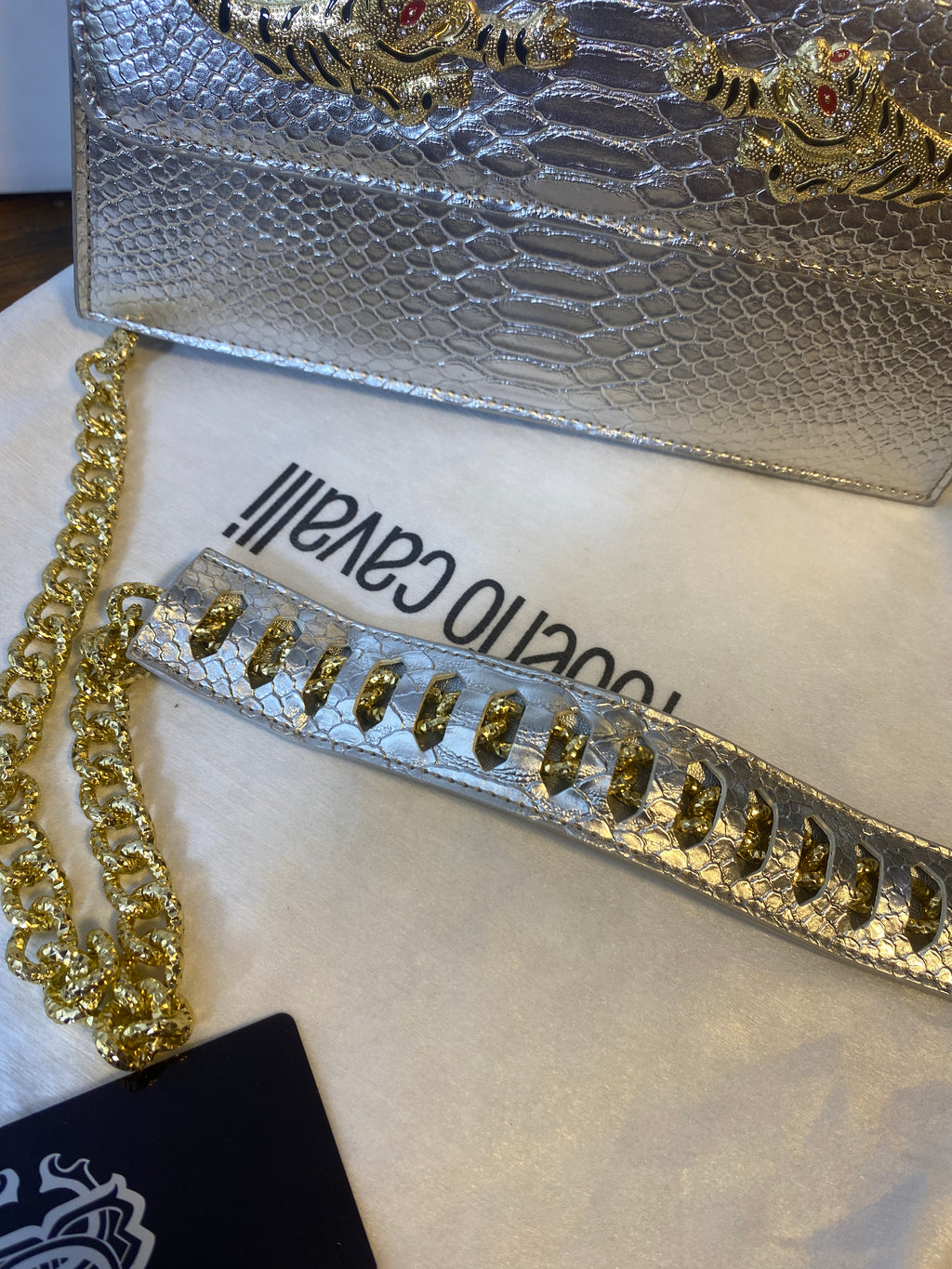 Roberto Cavalli Snake-Texture Bag