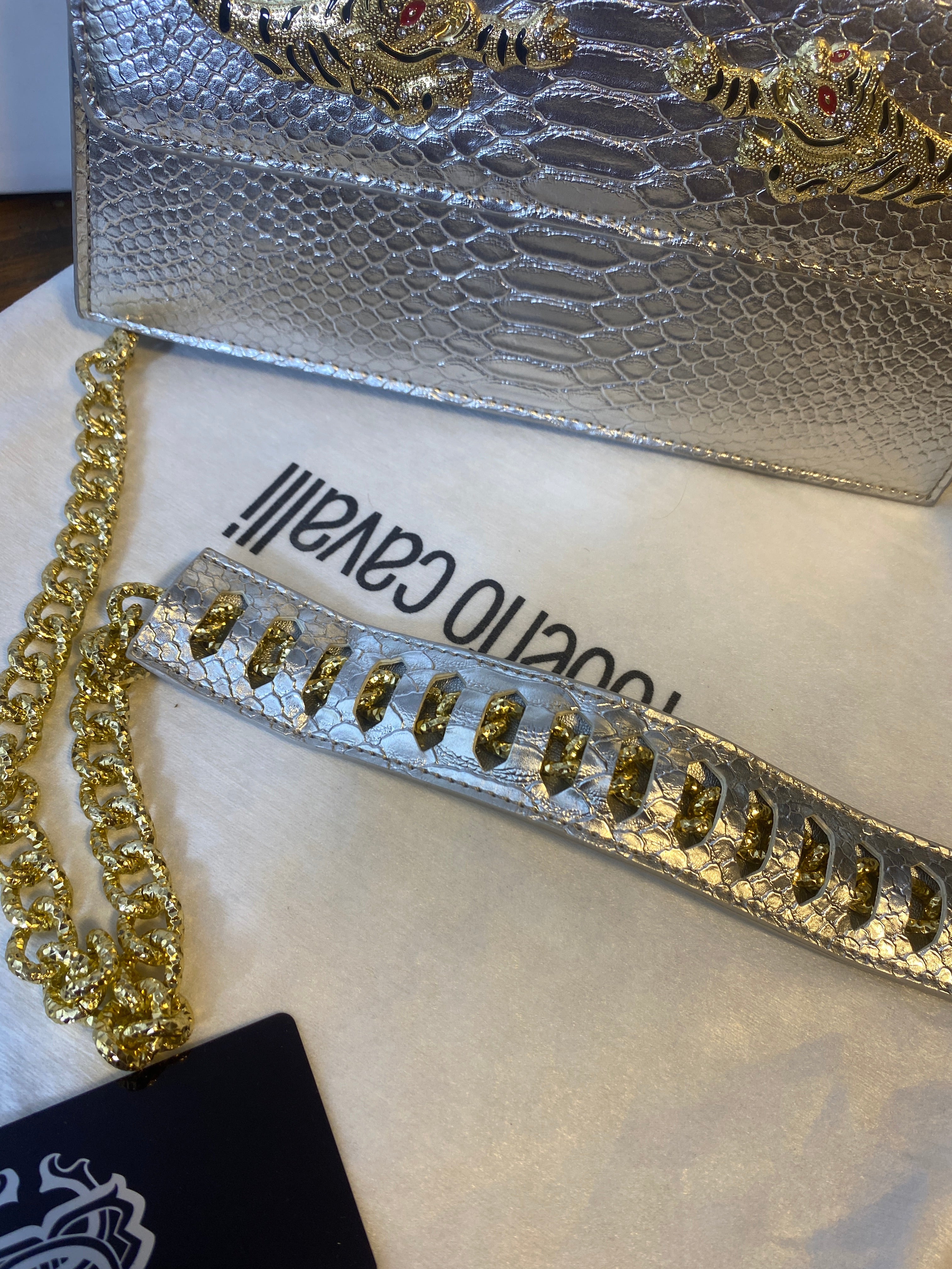 Roberto Cavalli Snake-Texture Bag