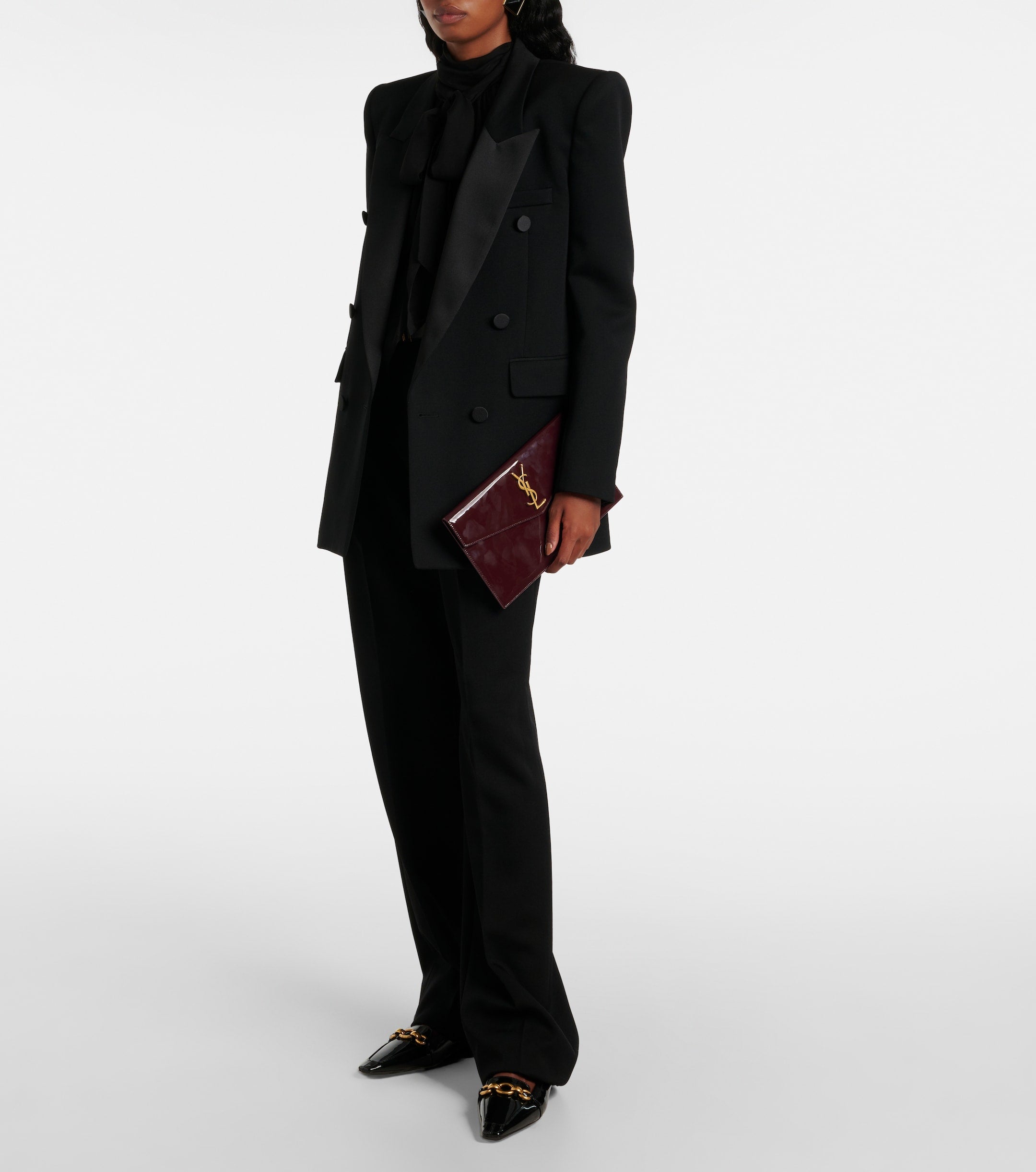 SAINT LAURENT Uptown patent-leather pouch