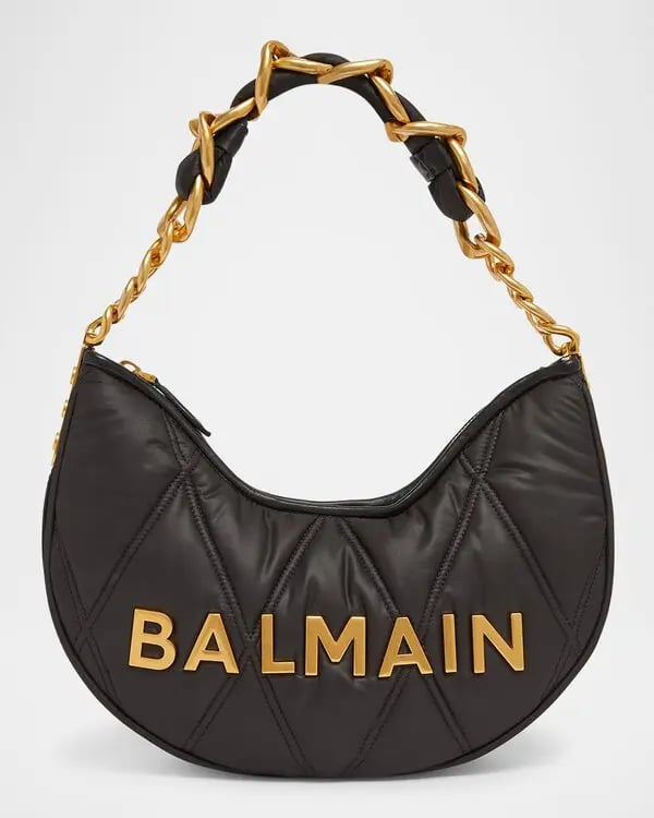Balmain Quilted Crescent Bag