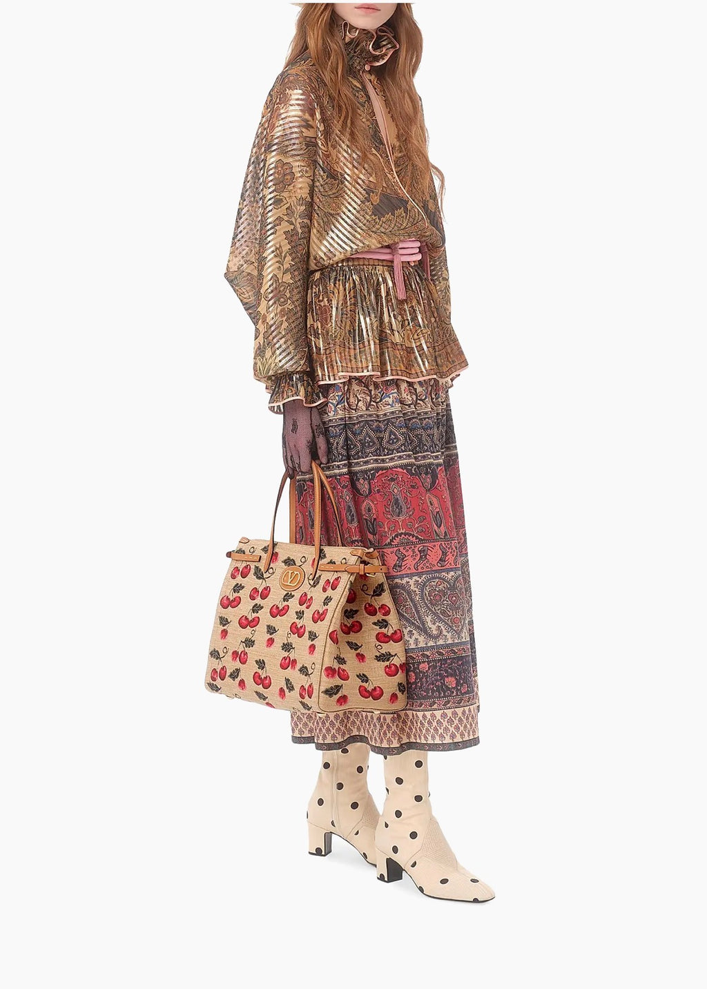 Valentino Cherry Embroidered Tote Bag