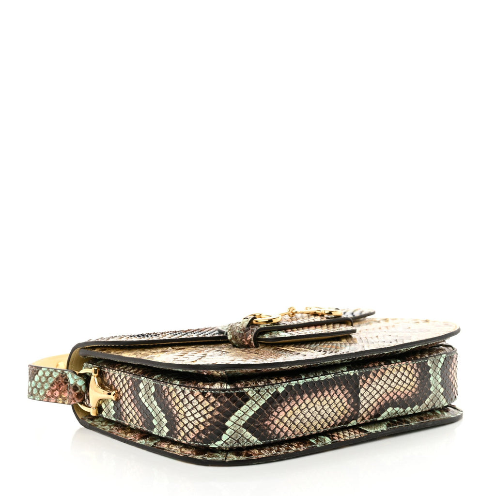 Gucci Horsebit Python Print Shoulder Bag