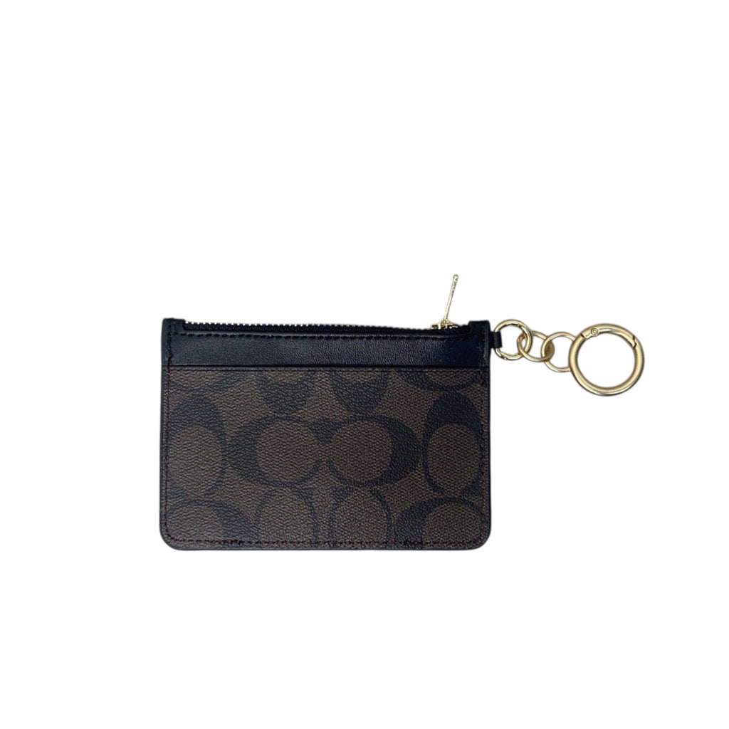 COACH Signature Canvas Card Case with Key Ring