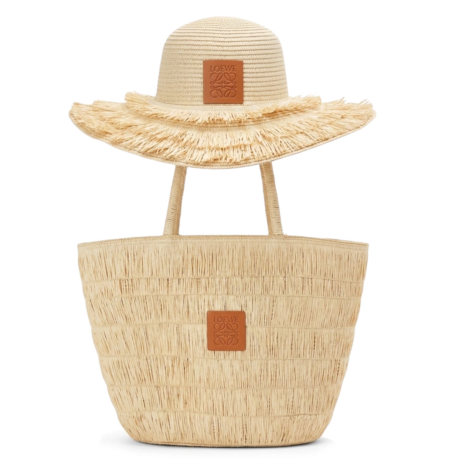 Loewe Anagram Basket Bag & Raffia Hat Set