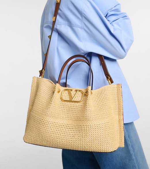 Medium Straw Tote Valentino Bag
