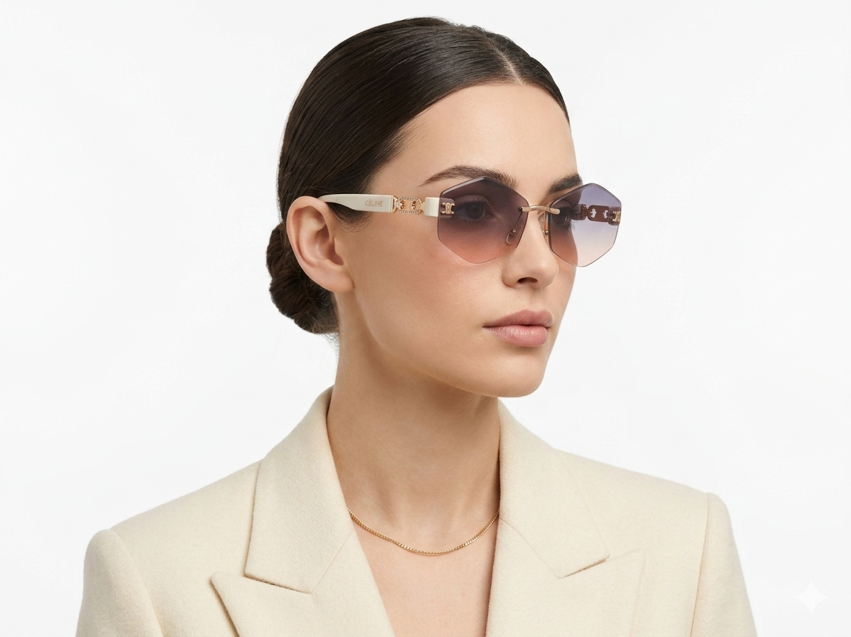 Celine Triomphe Rimless Geometric Sunglasses
