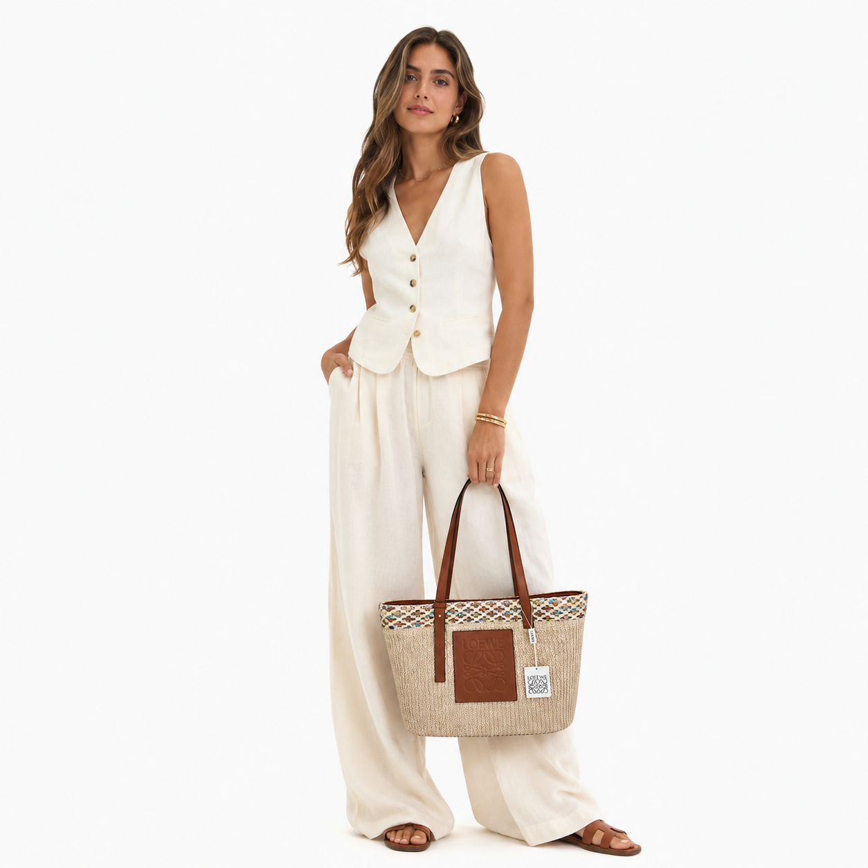 Loewe Anagram Raffia Tote Bag
