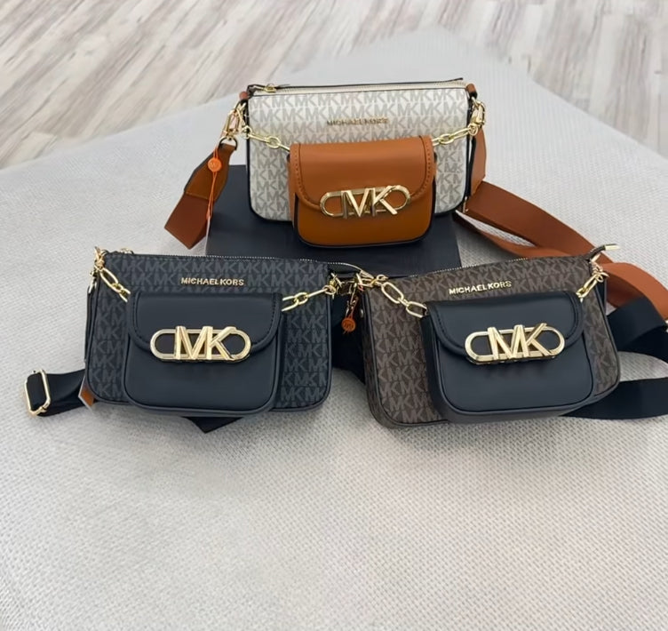 MICHAEL KORS PARKER EMPIRE SIGNATURE LOGO 2-IN-1 CROSSBODY BAG