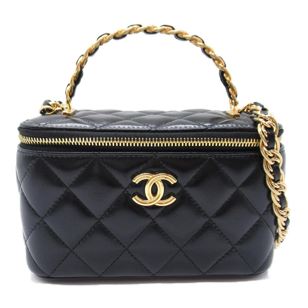 Chanel Black Calfskin Chain Vanity Bag