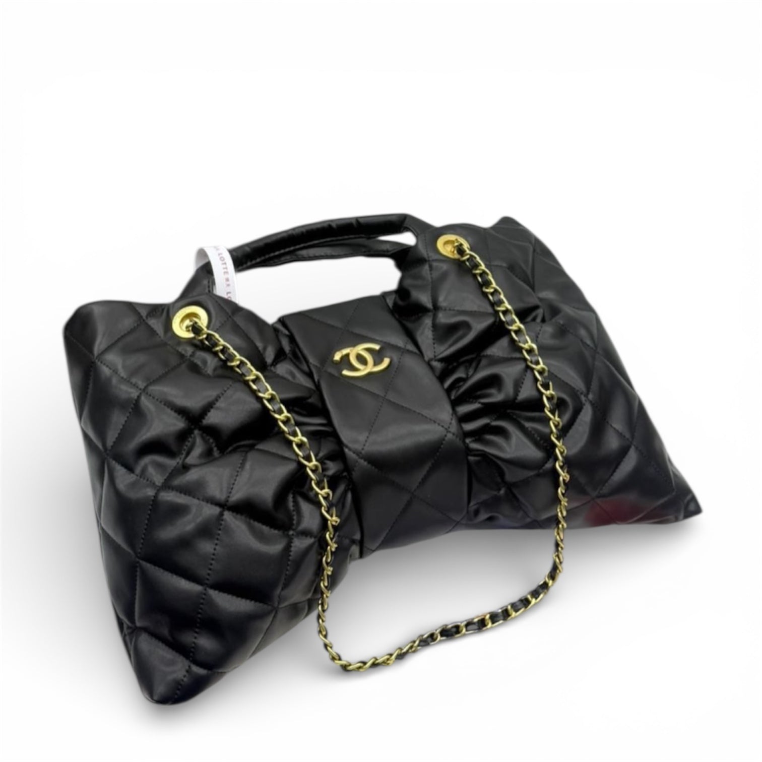 Chanel Quilted Bow Top Handle Bag with Chain Strap