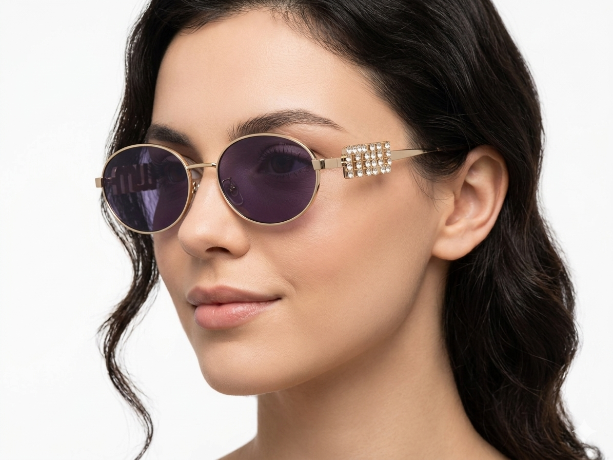 Miu Miu Crystal Oval Sunglasses