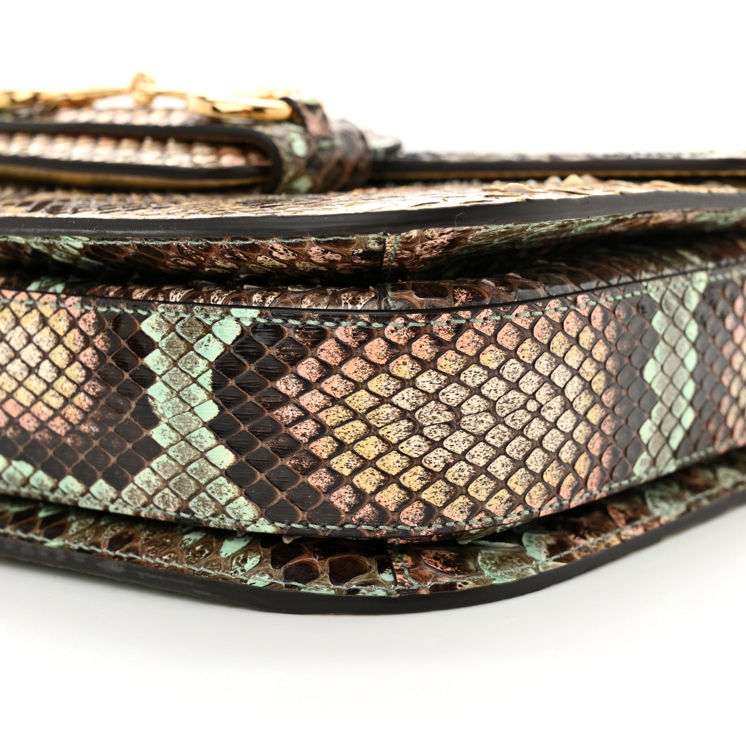 Gucci Horsebit Python Print Shoulder Bag