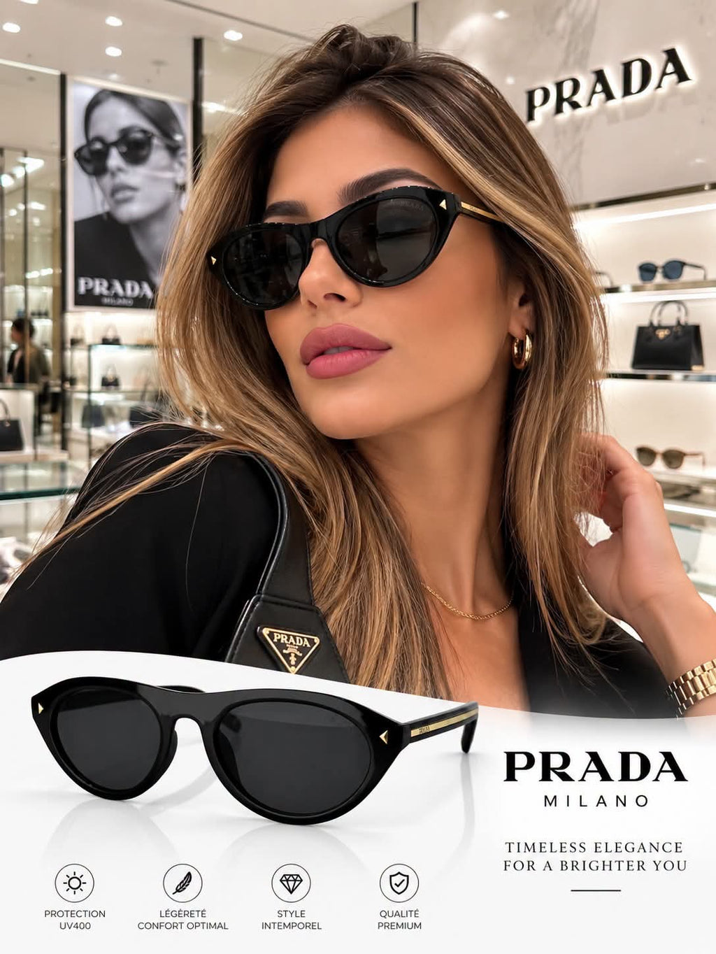 Prada Cat-Eye Oval Sunglasses