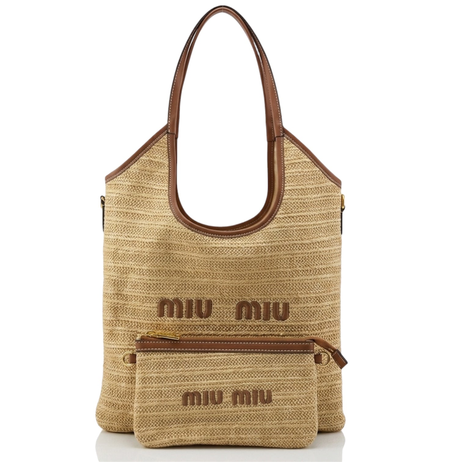 Miu Miu Arcadie Woven Raffia Tote Bag