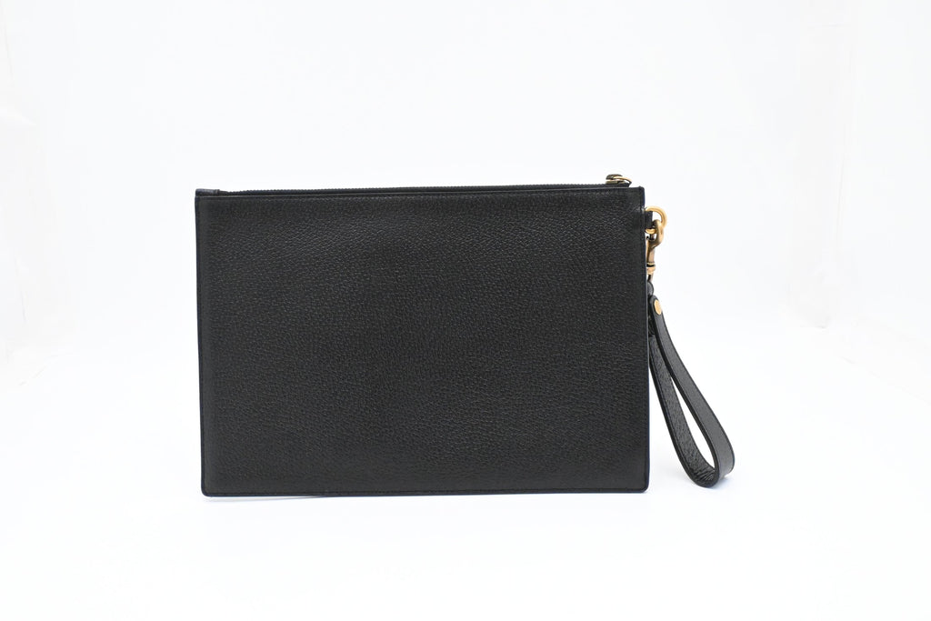 Gucci Bee Clutch in Black Leather