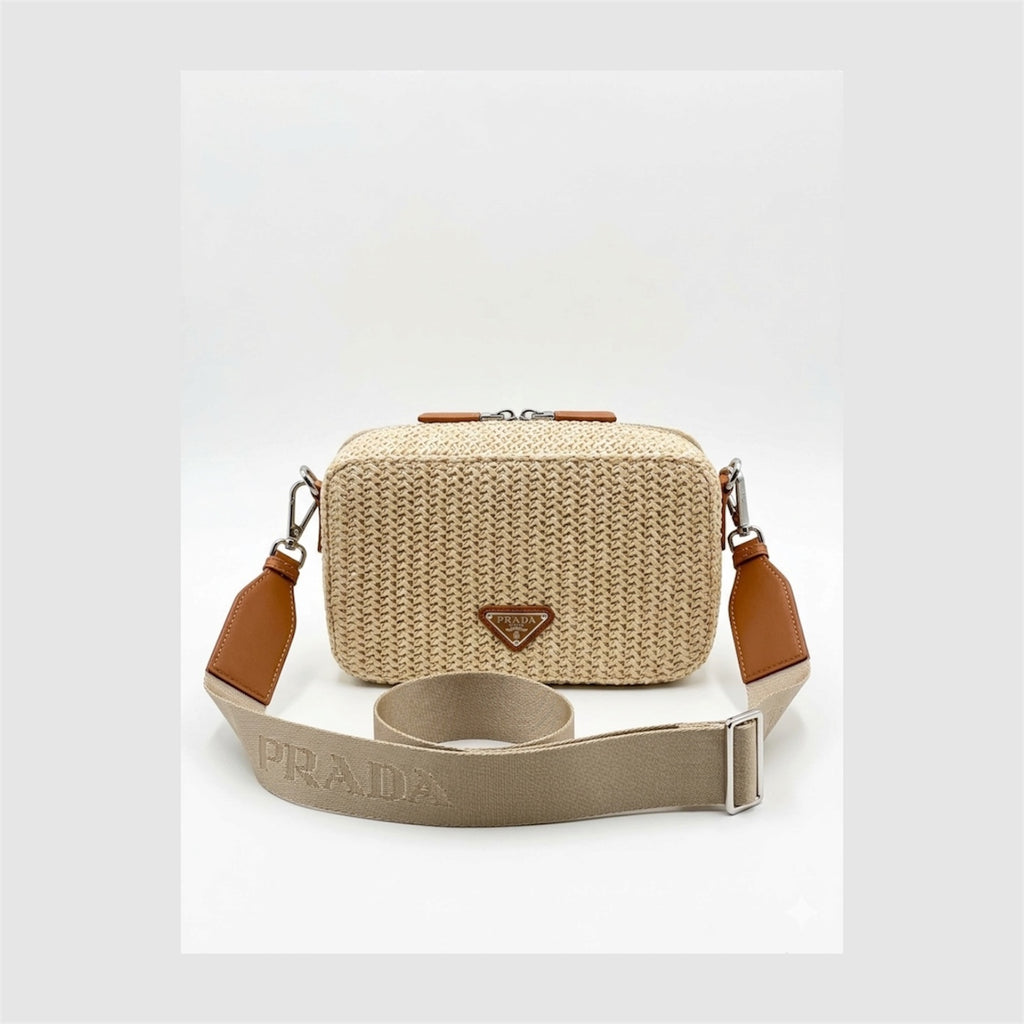 Prada Raffia Camera Shoulder Bag