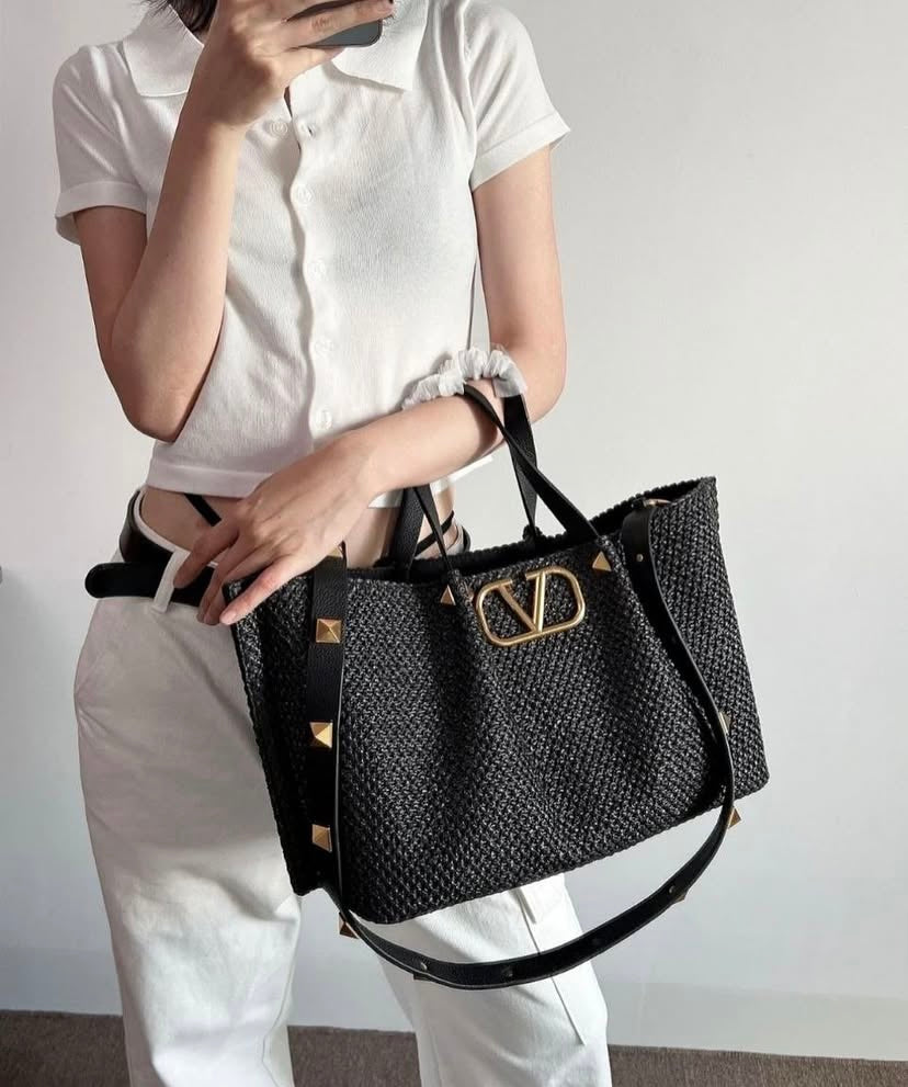 Medium Straw Tote Valentino Bag