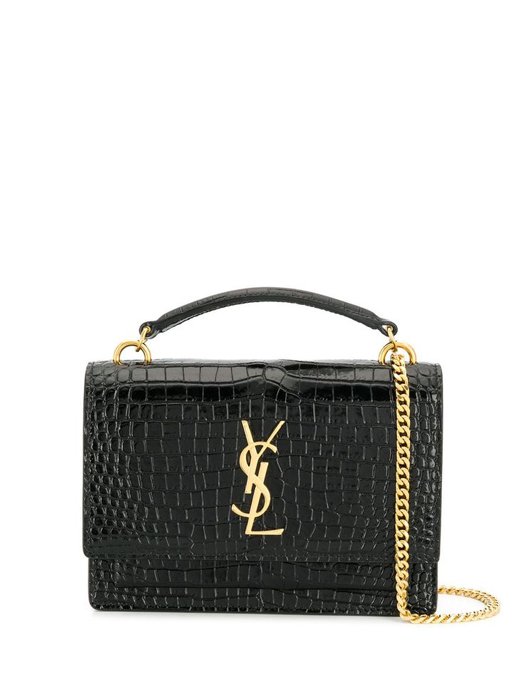 Saint Laurent Cassandra Croc-Embossed Top Handle Bag