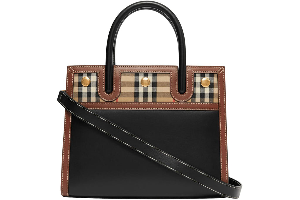 Burberry Title Leather & Vintage Check Tote