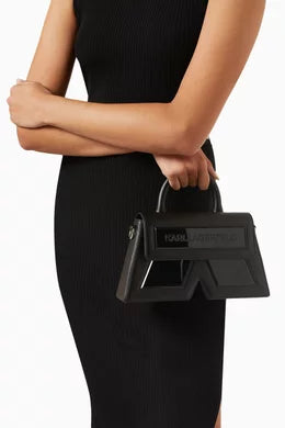 KARL LAGERFELD Women Black Icon K Leather Crossbody Bag