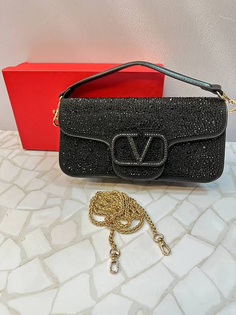 VALENTINO Garavani VLOGO Crystal-Embellished Shoulder Bag