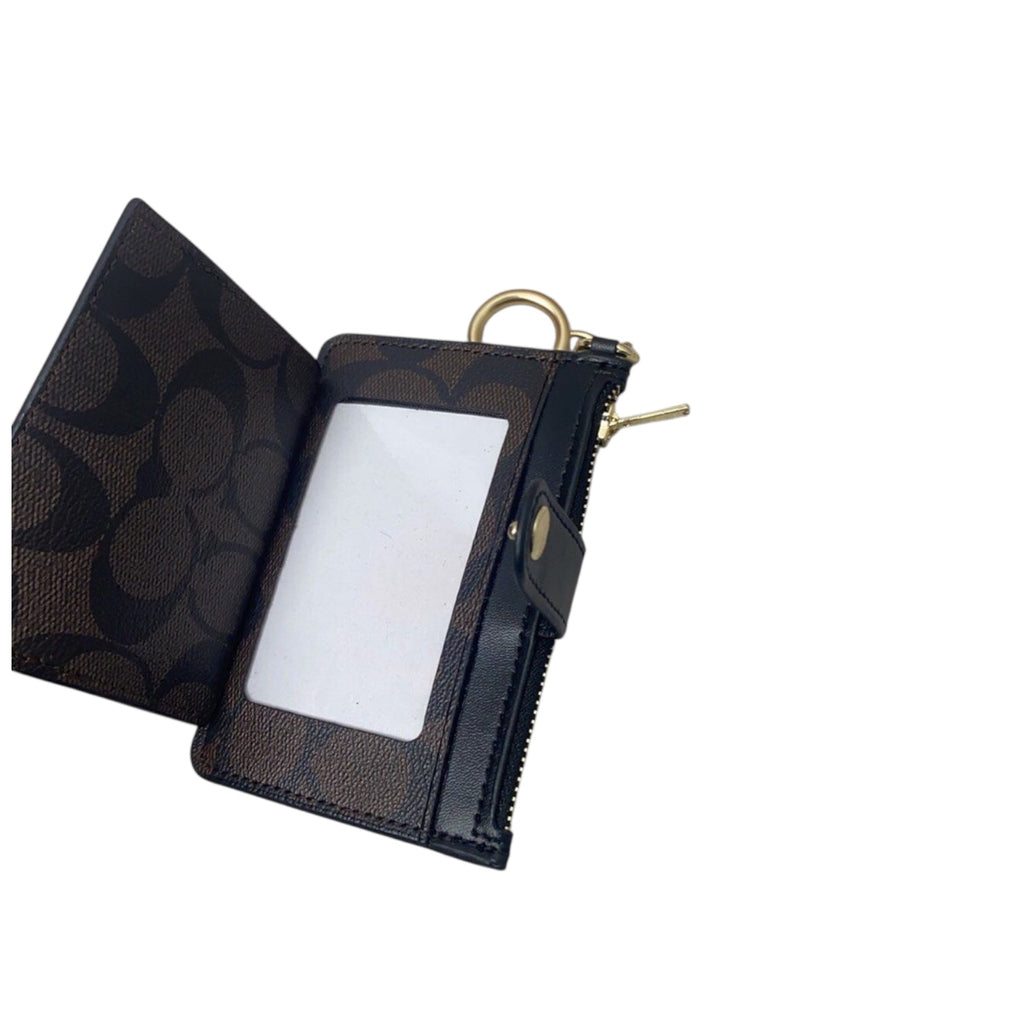 COACH Signature Canvas Card Case with Key Ring