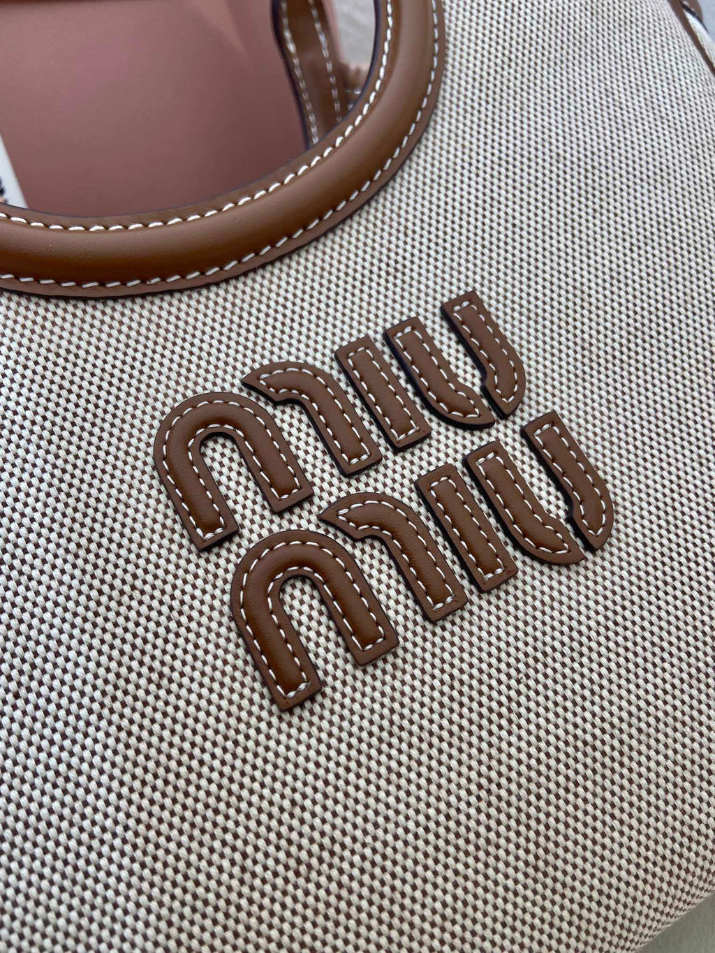 Miu Miu Canvas Leather Tote