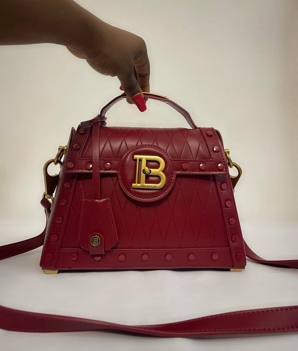 Balmain B-Emblem Quilted Top Handle Bag