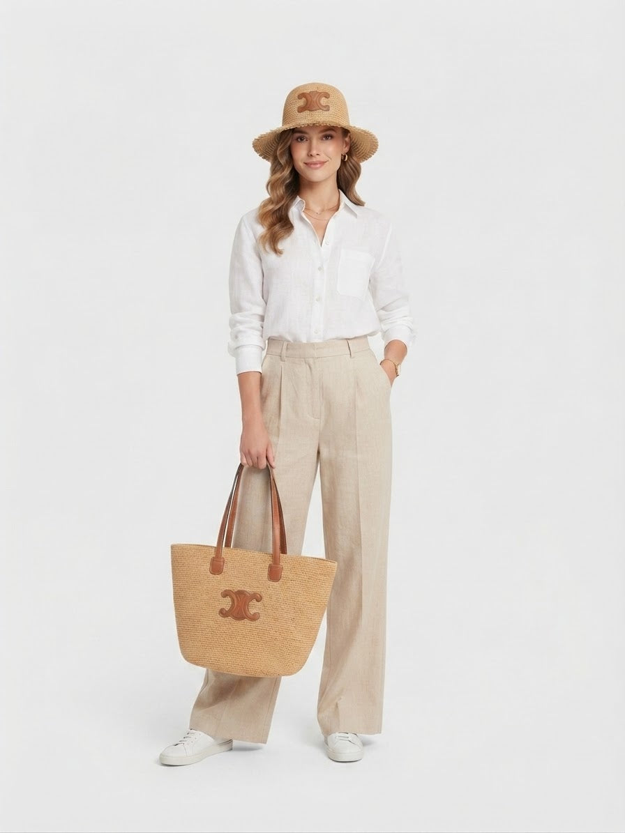 Celine Straw Tote & Hat Summer Set