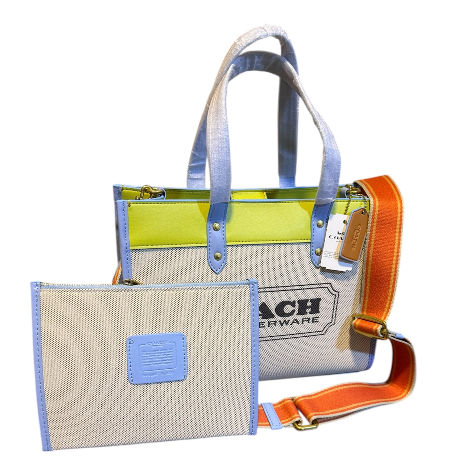 Coach Tote Bag with Removable Pouch & Web Strap