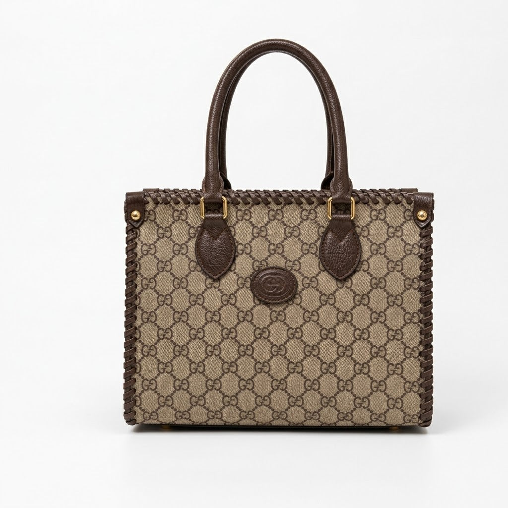 Gucci GG Supreme Braided Trim Tote Bag