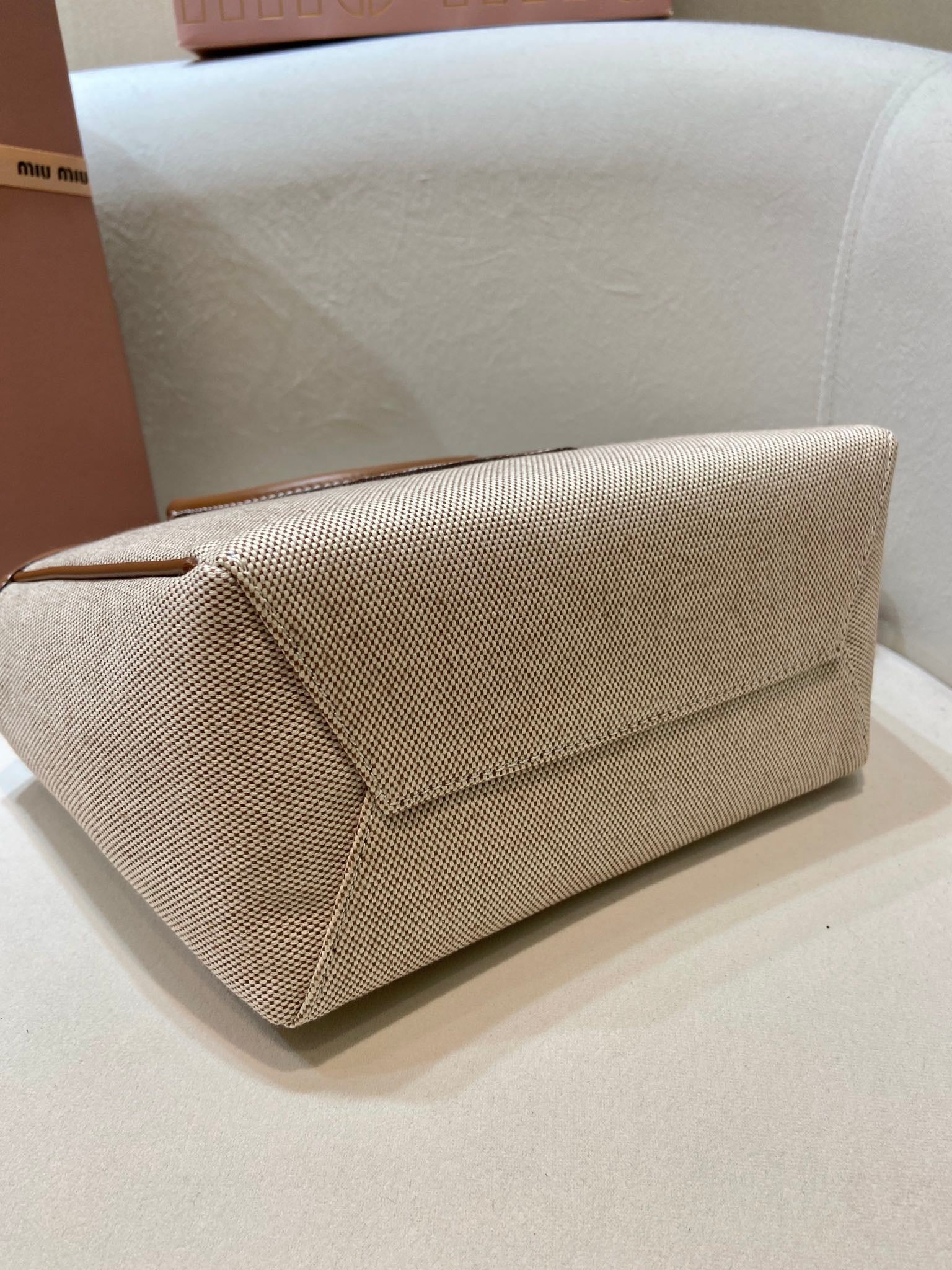 Miu Miu Canvas Leather Tote